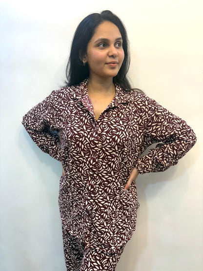 Wine Rose Co - ord Set