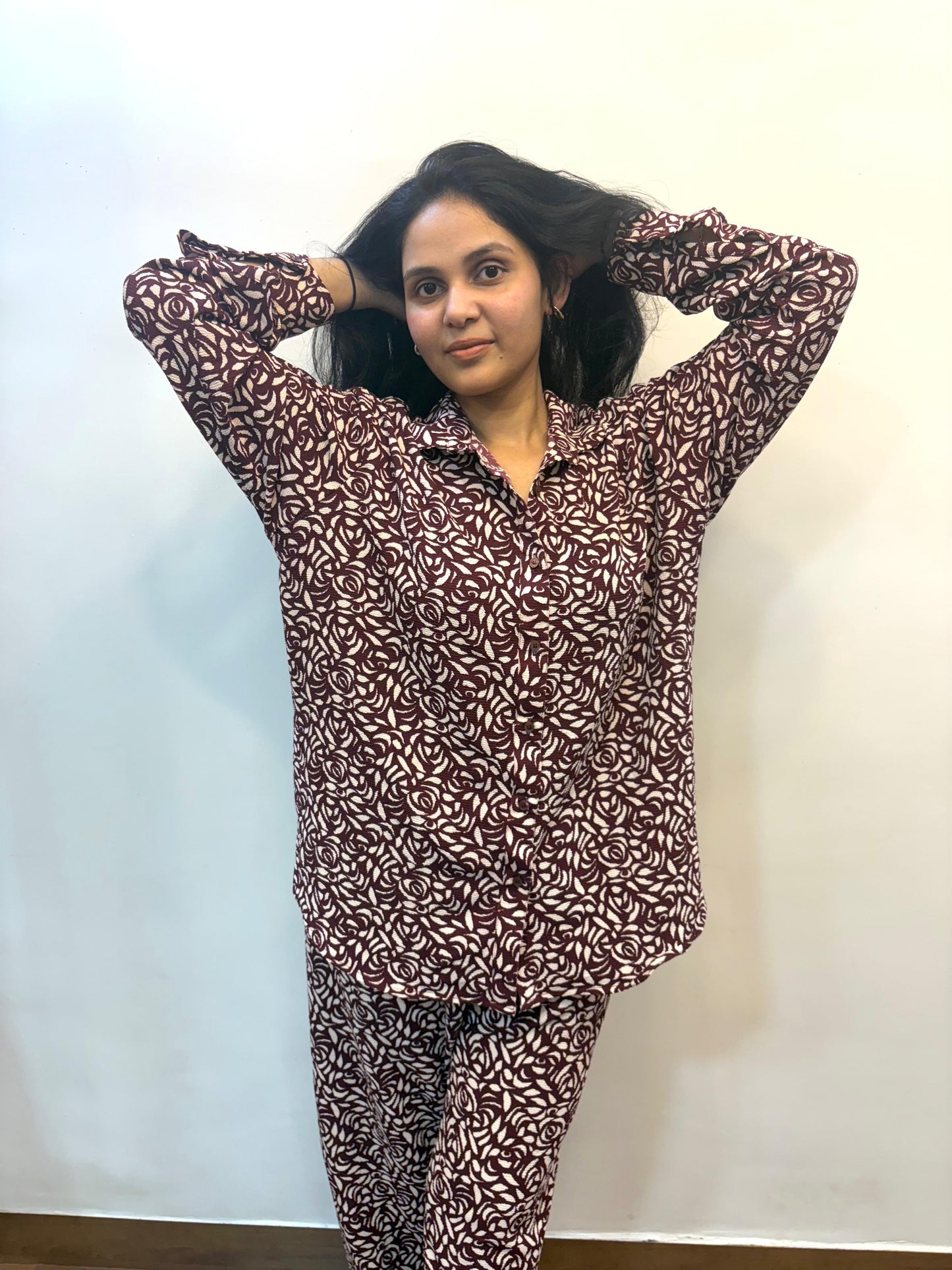 Wine Rose Co - ord Set