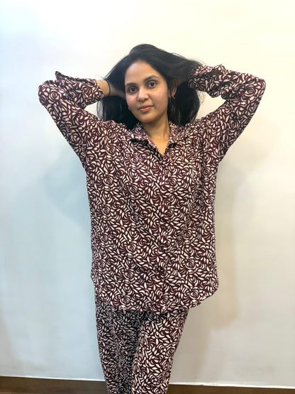Wine Rose Co - ord Set