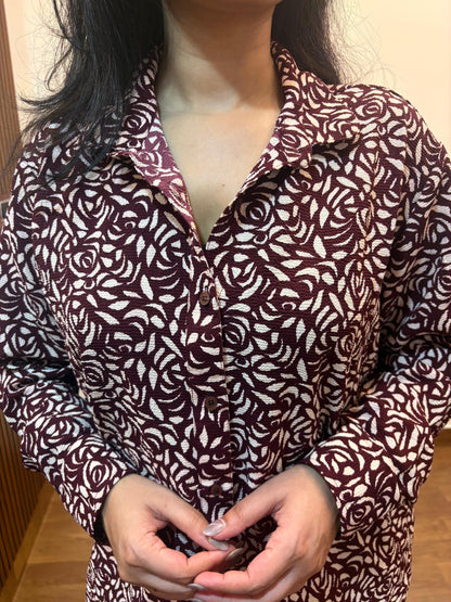 Wine Rose Co - ord Set